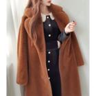 Notched-lapel Faux-fur Coat Brown - One Size