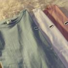 Patched Plain Short-sleeve T-shirt