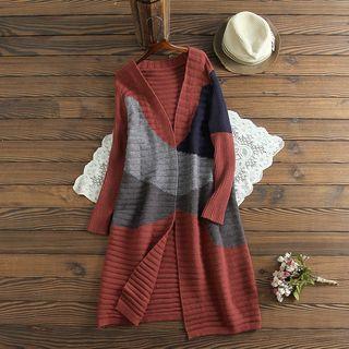 Colored Panel Long Cardigan