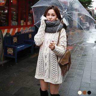 Eyelet-knit Drop-sleeve Dress