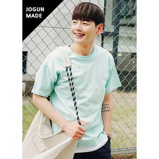 Crewneck Layered-hem Colored T-shirt