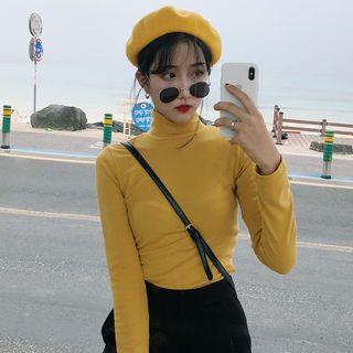 High Neck Long Sleeve Plain Top