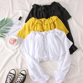 Boatneck Ruffled Crop Shirt