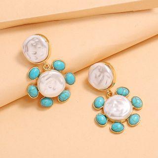 Turquoise Resin Dangle Earring 1 Pair - Lake Blue - One Size