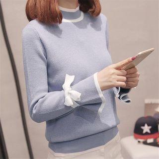 Mock-neck Ribbon Sweater