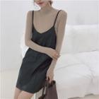 Set: Long-sleeve Top + Spaghetti-strap Dress