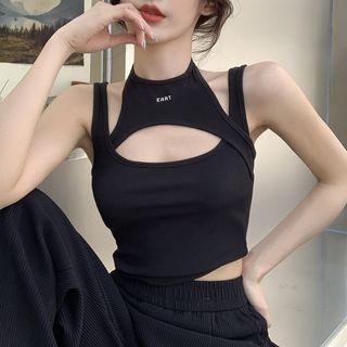 Halter-neck Cutout Lettering Camisole Top