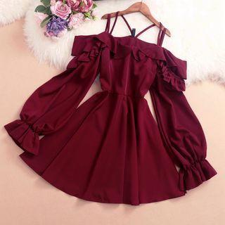 Cold Shoulder Long Sleeve Mini Dress