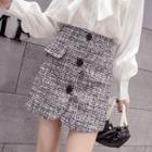 High-waist Tweed A-line Skirt