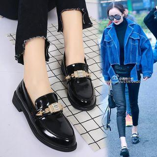 Faux-leather Metal-accent Loafers