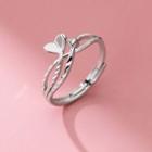 Heart Layered Sterling Silver Open Ring 1 Pc - Silver - One Size