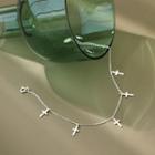 925 Sterling Silver Cross Anklet Silver - One Size