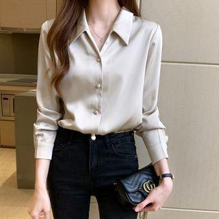 Long Sleeve V-neck Plain Shirt