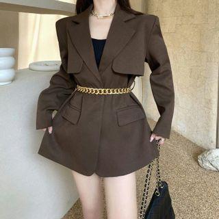 Open Front Blazer With Chain Belt