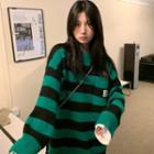 Striped Lettering Patch Sweater