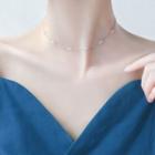 925 Sterling Silver Faux Crystal Choker Silver - One Size