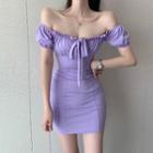 Off-shoulder Ribbon Slim-fit Dress