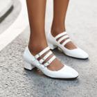 Buckled Multi Strap Block Heel Pumps