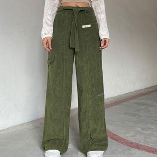 High-waist Corduroy Loose-fit Pants