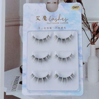 Set Of 3: False Eyelashes (gm21) Black - 10mm