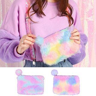 Multi-color Furry Zip Crossbody Bag