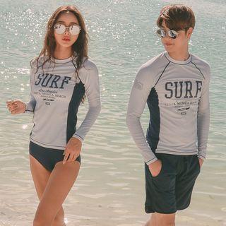 Couple Matching Lettering Rash Guard / Bikini / Swimshorts / Set