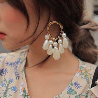 Faux Pearl Drop Statement Earring 1 Pair - As Shown In Figure - One Size