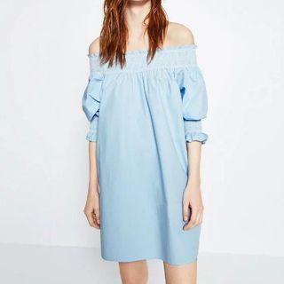 Off-shoulder Embroidered A-line Dress