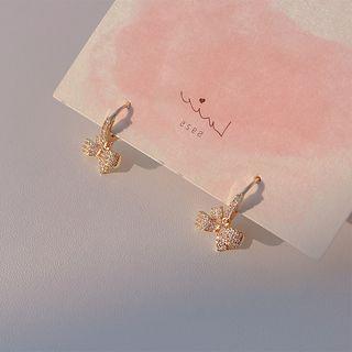 Bow Rhinestone Alloy Dangle Earring E5008 - 1 Pair - Gold - One Size