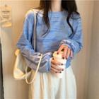 Long-sleeve Tie-dye Striped T-shirt