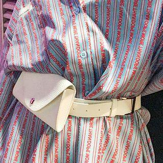 Faux Leather Flap Cover Belt Bag