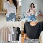 U-neck Basic Cotton T-shirt