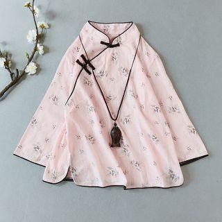 Floral Print Long-sleeve Qipao Top