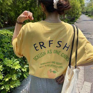 Fruit Print Lettering Short-sleeve T-shirt