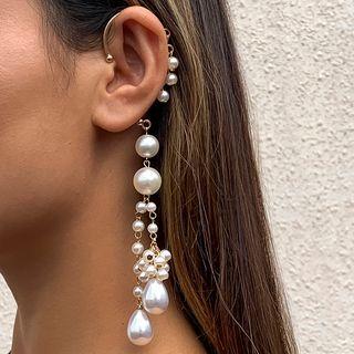Beaded Fringed Ear Cuff 1 Pc - Gold - One Size