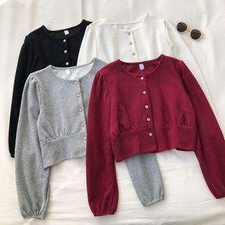 Plain Crewneck Single-breasted Long-sleeve Sweatshirt