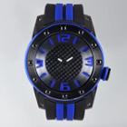 Stainless Steel Water Resistant Silicon Strap Watch Blue - One Size