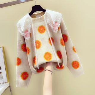 Lace Collar Grapefruit Sweater