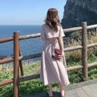 Plaid Short-sleeve Open Back A-line Dress