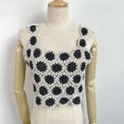 Sleeveless Crochet Knit Top Black - One Size