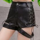 Faux Leather Zip Panel Shorts