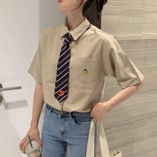 Embroidered Short-sleeve Shirt As Shown In Figure - One Size
