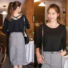 Drop-shoulder Cross-back T-shirt