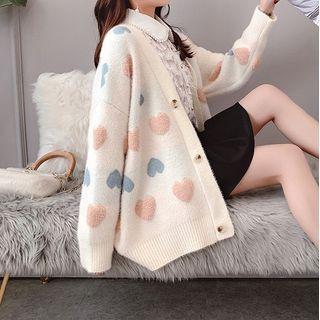 Heart V-neck Knit Cardigan