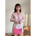 Barbie Diary V-neck Check Knit Cardigan