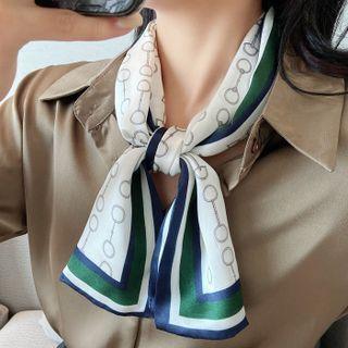 Print Light Scarf Buckle - Dark Blue & Green & Dark Blue - One Size
