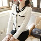 Puff-shoulder Contrast-piping Jacket