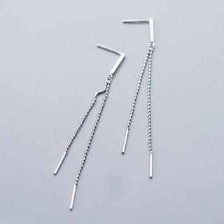 925 Sterling Silver Chain Dangle Earring As Shown In Figure - One Size