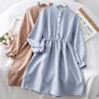 Ruffled-trim Stand-collar A-line Dress