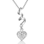 14k White Gold Swirling Filigree Style Puffed Heart Necklace (16)